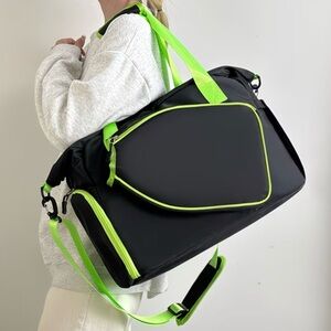 New-Large Capacity Pickleball Bag (Black with Neon Green accents available)
